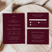 Elegant Deep Burgundy QR Code Classic Wedding 招待状