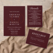 Modern Deep Burgundy Wedding  セーブザデート (この独立クリエイターのコレクションをカスタマイズ。)