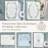 Dusty Blue Hydrangea Wedding Monogram ラウンドシール