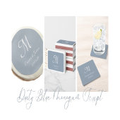 Dusty Blue Script Monogram結婚's Thank You フェイバーボックス
