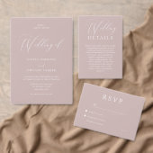 ほこりっぽいエレガントピンクのウェディングモダンレセプション 招待状 (この独立クリエイターのコレクションをカスタマイズ。)