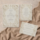 Ivory Elegant Embossed Thank You Wedding ラウンドシール (この独立クリエイターのコレクションをカスタマイズ。)