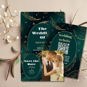 qrコードエメラルドグリーン金ゴールドシレ結婚ンツ エンクロージャーカード