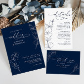 Eucalyptus Navy Blue Wedding Folded thank You 