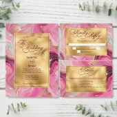 エレガントフェイク金ゴールドとピンクのマルリ結婚ーの エンクロージャーカード (この独立クリエイターのコレクションをカスタマイズ。)