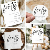 Elegant Forty 40th Birthday Invitation Card 招待状