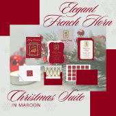 Elegant French Horn Christmas Maroon シーズンカード