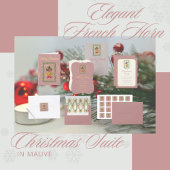 Elegant French Horn Christmas Mauve Flat Card