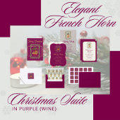 Elegant French Horn Christmas Purple 招待状