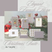 Elegant French Horn Christmas Taupe 招待状