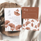 Botanical Terracotta Ginkgo Leaf Wedding RSVP Card