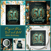 Luxury Glam Teal and Gold 60th Birthday Party スクエアシール