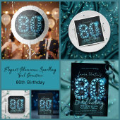 Opulent Elegant Teal Blue Diamonds 80th Birthday スクエアシール