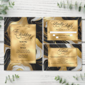 エレガントフェイク金ゴールド、白黒マルブル結婚ス スタンダードカクテルナプキン (この独立クリエイターのコレクションをカスタマイズ。)