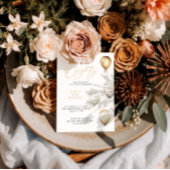 金ゴールドエレガントバルーン80th誕生日パーティー 招待状