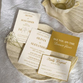 Elegant Gold Botanical Wedding Details エンクロージャーカード