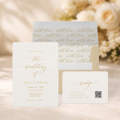 Elegant Wedding Invitation with Gold Calligraphy 招待状
