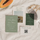 Classy Sage Green Boho Old Money Photo Wedding セーブザデート