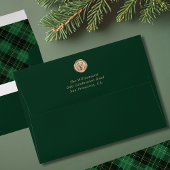 Elegant Green Plaid Merry Christmas Festive ワインラベル