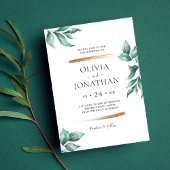 緑エレガントと金ゴールドミニマ結婚リスト 招待状