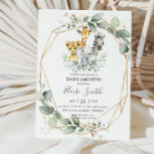 シックな緑のジャングル動物ベビーシャワー誕生日 スクエアシール