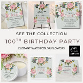 Elegant SURPRISE Handpainted 100th Birthday Party  招待状