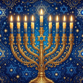 Rich Blue & Gold Jeweled Hanukkah  ロングエプロン