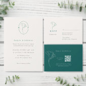 フローラエレガントモノグラムエメラルド結婚ズ セーブザデート (この独立クリエイターのコレクションをカスタマイズ。)