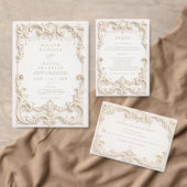 Elegant Ivory Baroque Wedding Enclosure Card エンクロージャーカード (この独立クリエイターのコレクションをカスタマイズ。)