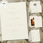 Elegant Ivory Cream Minimalist Wedding セーブザデート