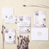 エレガントライトパープルフローラ結婚ズ テーブルナンバー (この独立クリエイターのコレクションをカスタマイズ。)