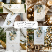 Elegant Gold Baubles Greenery Corporate Christmas シーズンカード