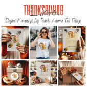 Elegant Manuscript Thanks Autumn Foliage Photos アクリル招待状