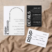 ミニマエレガントリストムスリム白黒結婚ズ 招待状 (この独立クリエイターのコレクションをカスタマイズ。)