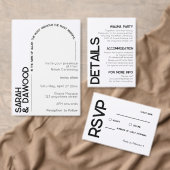 ミニマルエレガントリストムスリムホワイトブラックウェディングRSVP 出欠カード (この独立クリエイターのコレクションをカスタマイズ。)