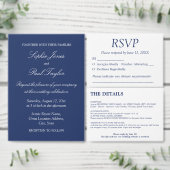 ミニマエレガントリストのネイビーブルーウェディング日付を保存 セーブザデート (この独立クリエイターのコレクションをカスタマイズ。)