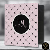 Pink & Black Bow Monogram Thank You Card エンクロージャーカード