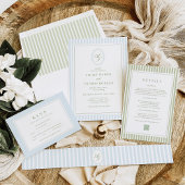 Elegant Blue Stripes Wedding Menu メニュー
