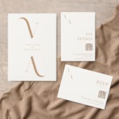 Elegant Modern Minimalist Ivory and Tan Wedding 招待状 (この独立クリエイターのコレクションをカスタマイズ。)