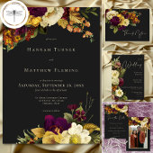 エレガント ムーディ ジュエル ヴィンテージ フラワー ウェディング 招待状