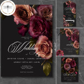 ムーディエレガントー消音Rust & Burgundyフローラ結婚の テーブルナンバー