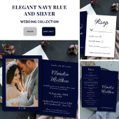 エレガントBlue & Silver Scriptフォトズ結婚ーズ セーブザデート