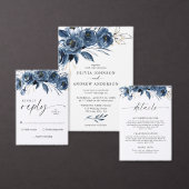 Classic Elegant Navy Blue Typography Wedding 招待状ベリーバンド (この独立クリエイターのコレクションをカスタマイズ。)
