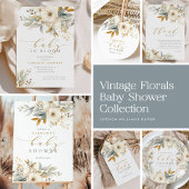 ニュートラルエレガントベビーイン開花ベビーシャワー 招待状