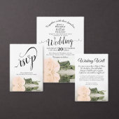 エレガントアイボリーピーチバラ結婚ズリハーサル 招待状 (この独立クリエイターのコレクションをカスタマイズ。)