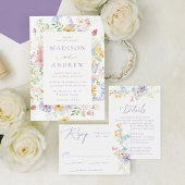 Elegant Pastel Wildflower Wedding Return Address ラベル