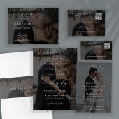 QRコード写真エレガントな結婚式の返信RSVPカード 招待状