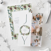 ジョイボタニカルパインリースフォトコラージクリスマス 箔シーズンカード