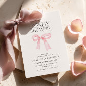 Pink Bow Baby Shower Invitation 招待状