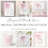 Modern Pink Watercolor Bow Bridal Shower 招待状